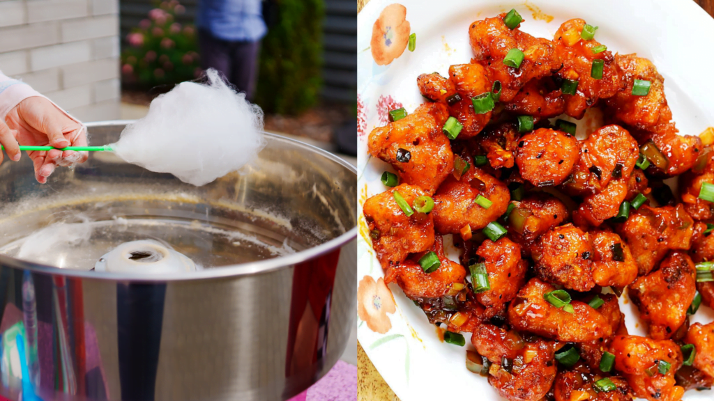 Cotton candy and gobi manchurian